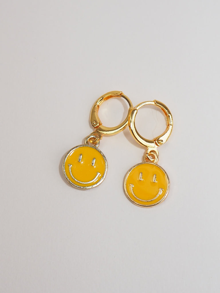 Yellow Gold Plated Smile Huggie Earrings