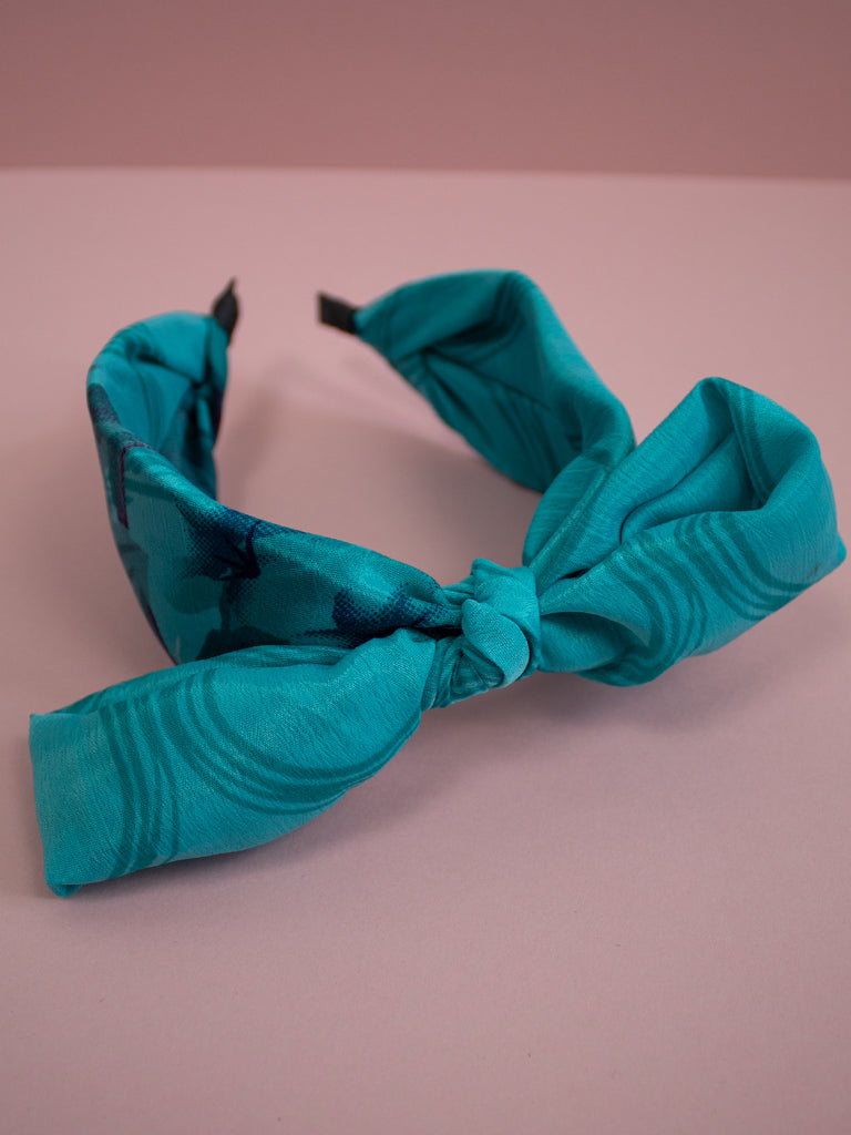 Sari Silk Turquoise Bow Headband